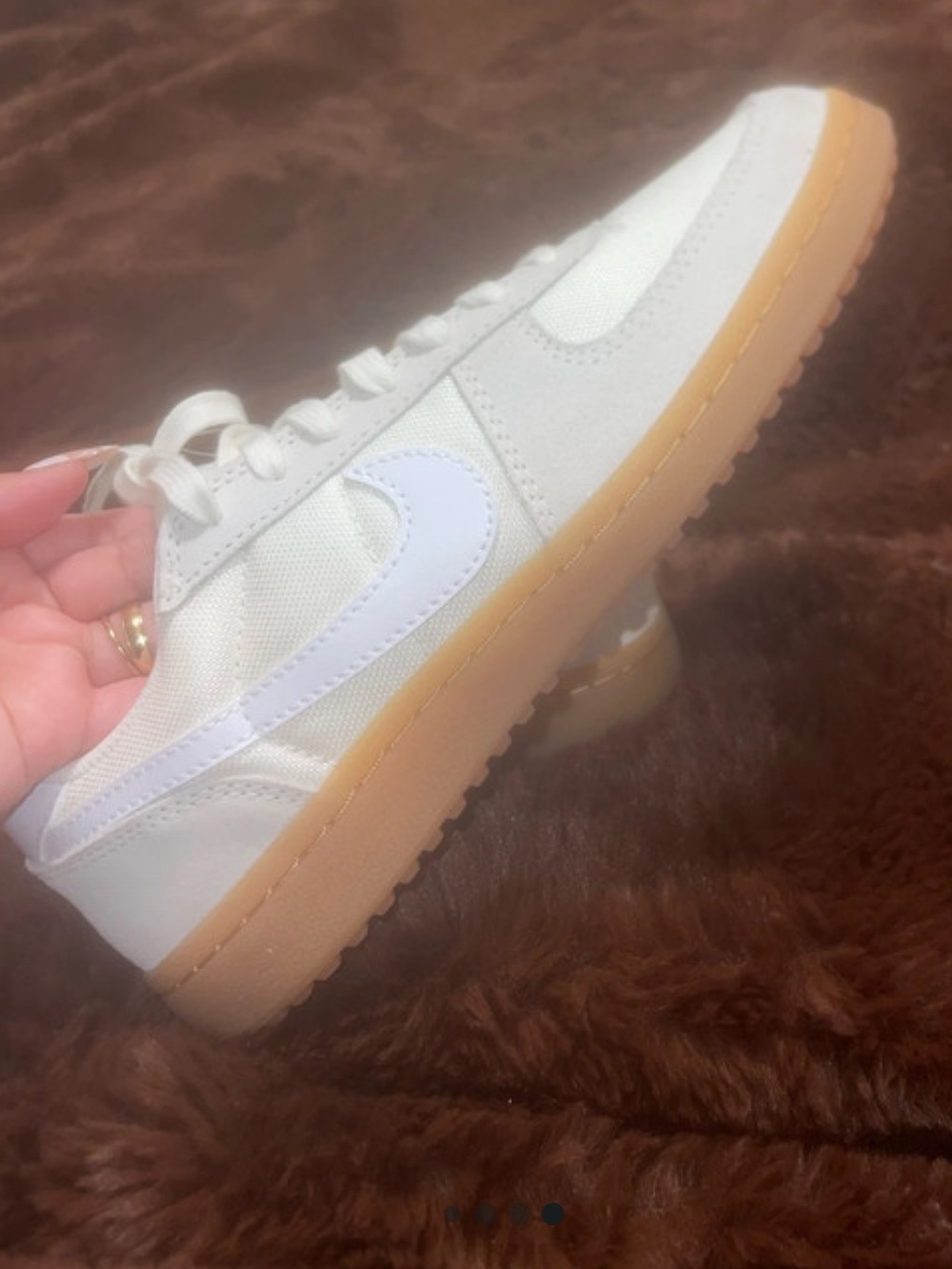 Nike Kids White Sneakers with Gum Sole
